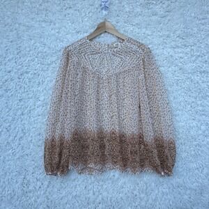 Good Hart by Matilda Jane Pheasant Blouse Top Boho Embroidered Sheer‎ Bohemian M